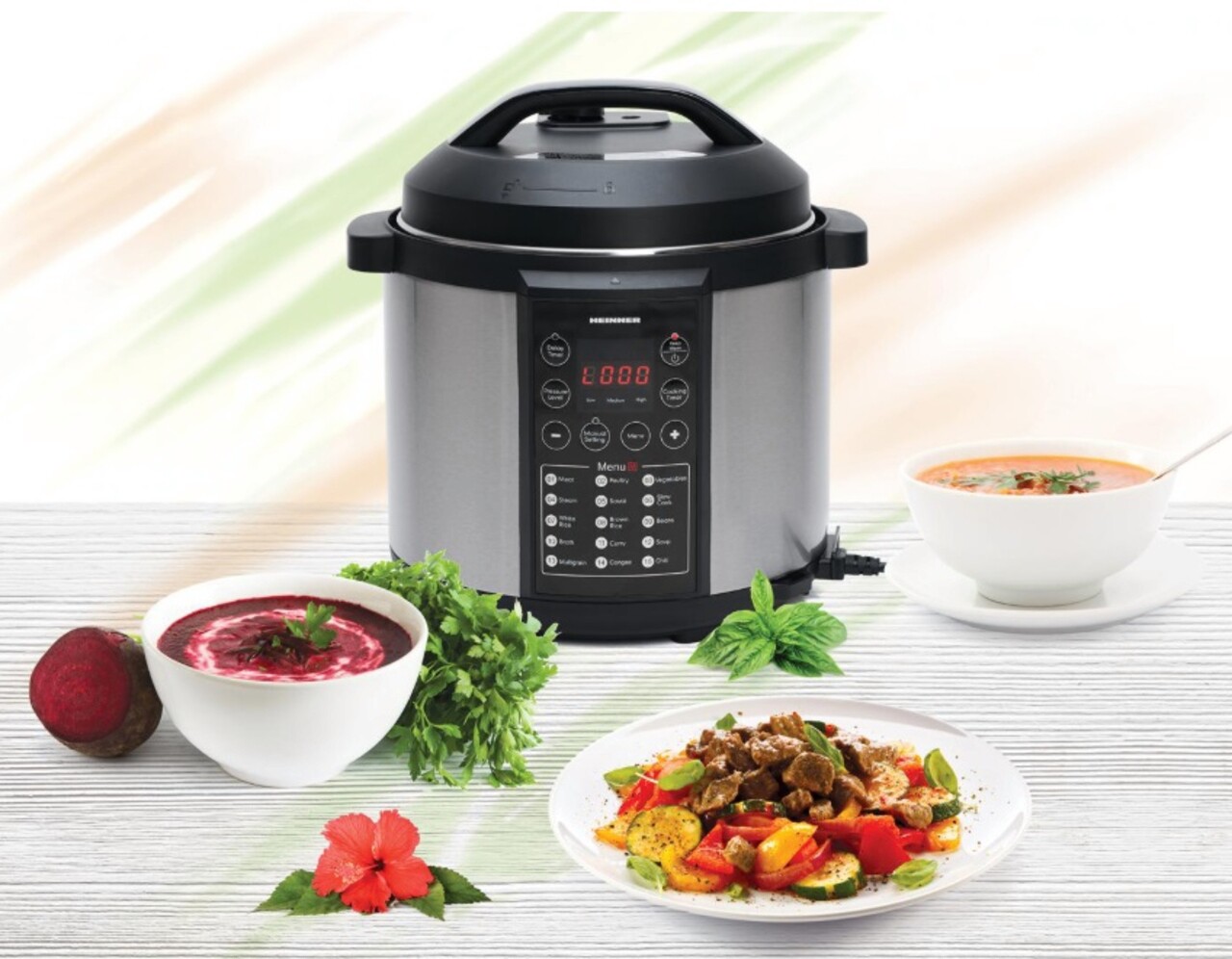 Oala electrica sub presiune Alacarte 6IX, Heinner, 1000W, 3.8L, 15 programe, negru/argintiu - imagine 4